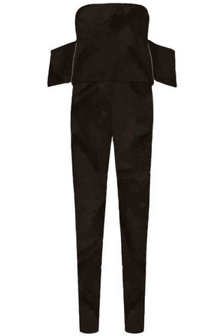 Kemerli Straplez Siyah Tulum