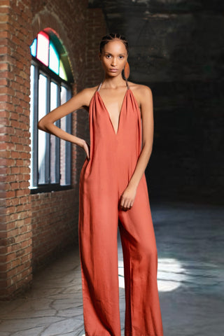 Etnik Garnili Sırt Dekolteli Tulum