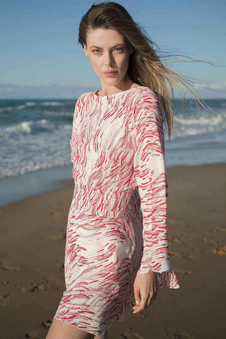 Sinem Babacan - Arkalı Önlü Giyilebilen Yarasa Kol Elbise Kırmızı 1