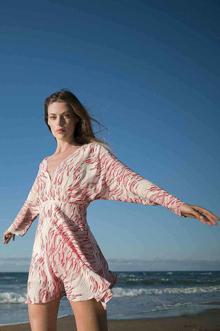 Sinem Babacan - Arkalı Önlü Giyilebilen Yarasa Kol Elbise Kırmızı 2