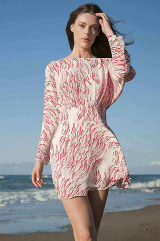 Sinem Babacan - Arkalı Önlü Giyilebilen Yarasa Kol Elbise Kırmızı 3