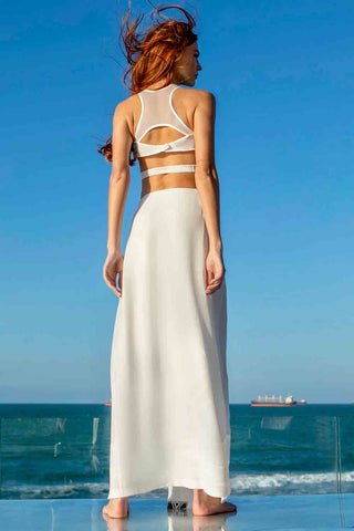 Sinem Babacan - Etnik İşlemeli Yırtmaçlı Etek Beyaz 4