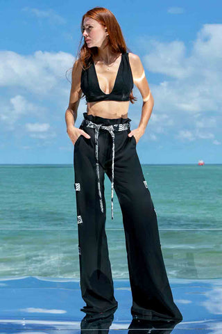 Sinem Babacan - Garni Yırtmaçlı Pantolon Siyah 2