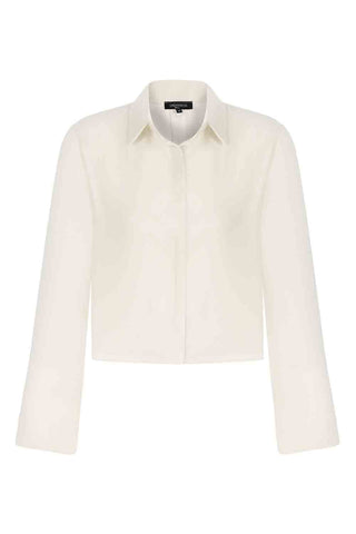 Sinem Babacan - Gizli Sırt & Kol Dekolteli Crop Gömlek Ekru 3