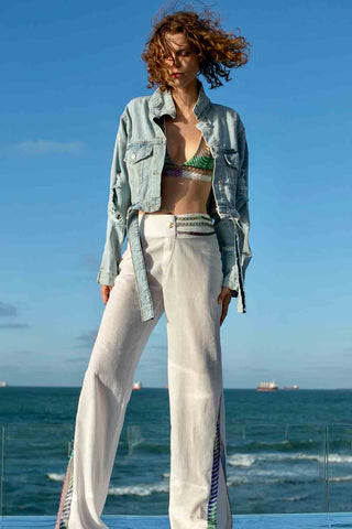 Sinem Babacan - İşlemeli Kot Ceket 5