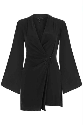 Sinem Babacan - Kısa Kruvaze Elbise Siyah 4