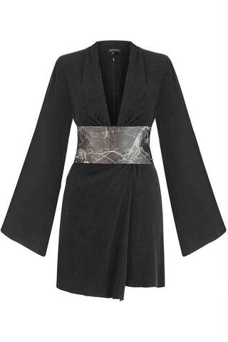 Sinem Babacan - Kısa Kruvaze Elbise Siyah 5