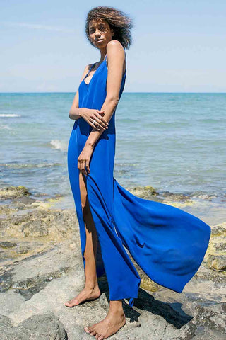 Sinem Babacan - Multifonksiyonel Askılı Tunik Elbise 2in1 Saks Mavisi 4