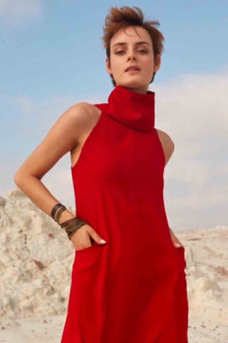 Sinem Babacan - Multifonksiyonel Dekolteli 4 in 1 Şalvar Tulum Kırmızı 3