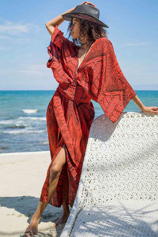 Sinem Babacan - Multifonksiyonel Kimono Elbise 3in1 Kırmızı 1