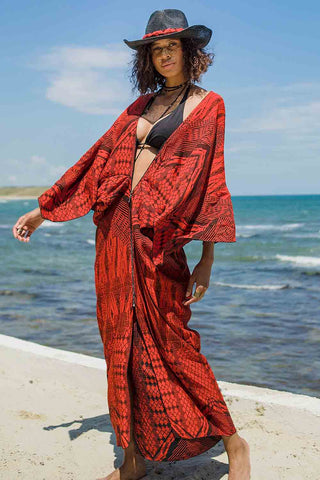 Sinem Babacan - Multifonksiyonel Kimono Elbise 3in1 Kırmızı 2