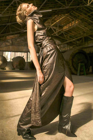 Sinem Babacan - Multifonksiyonel Uzun Elbise 3 in 1 Kahve 1