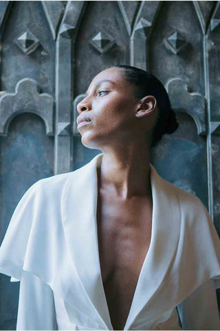 Sinem Babacan - Şal Yaka Ceket Beyaz 3