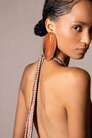 Sinem Babacan / Şık Salaş Dekolteli Kiremit Rengi Tulum