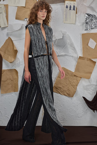Sinem Babacan Untamed kahve çift tarafli crop kaftan yelek