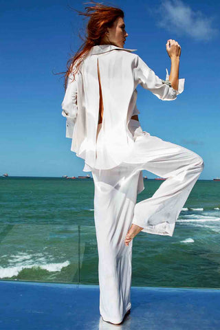 Sırt Dekolteli Crop Gömlek