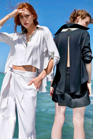 Sırt Dekolteli Crop Gömlek