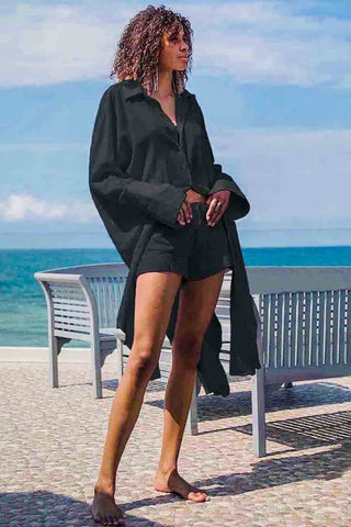 Sinem Babacan - Yarasa Kol Midi Kimono Gömlek Elbise 3 in 1 Siyah 1