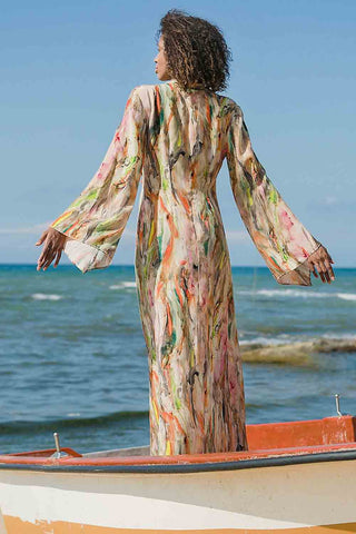 Sinem Babacan - Yırtmaçlı Uzun Elbise Turuncu 2