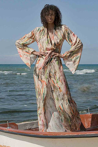 Sinem Babacan - Yırtmaçlı Uzun Elbise Turuncu 3