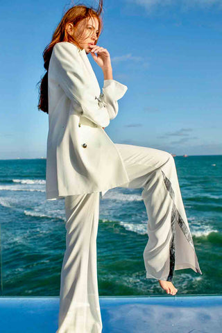 Sinem Babacan - Zayıf Gösteren Garni Yırtmaçlı Pantolon 1