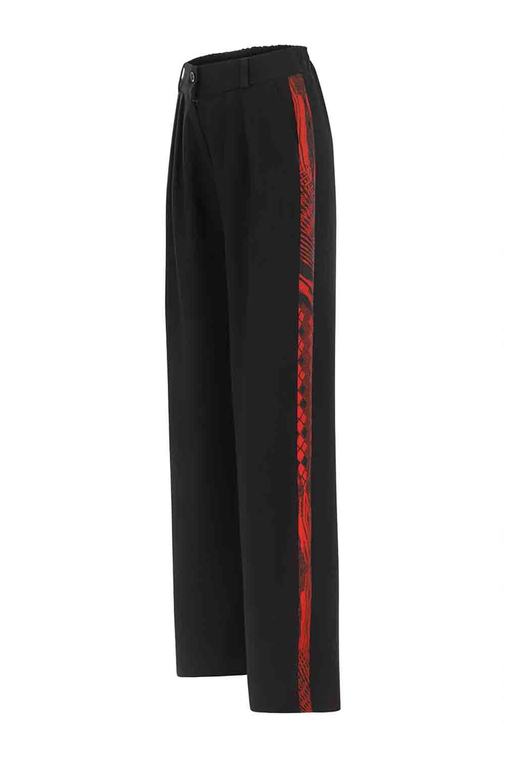 Sinem Babacan - Garni Detaylı Zayıf Gösteren Pileli Pantolon Siyah 5