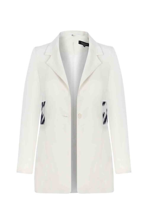 Kapüşonlu Çıkartılabilir Garnili Blazer Ceket Beyaz 7