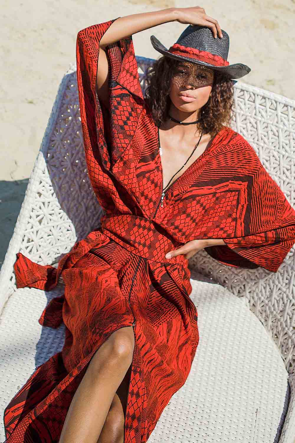 Sinem Babacan - Multifonksiyonel Kimono Elbise 3in1 Kırmızı 6
